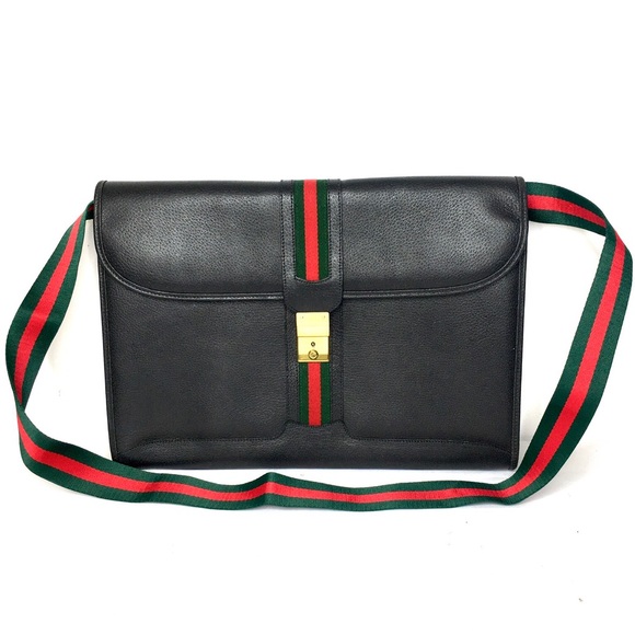 Gucci Bags Authentic Gucci Unisex Black Leather Laptop Bag Poshmark
